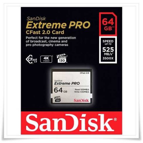 SanDisk CFAST 2.0 VPG130 64GB Extreme Pro SDCFSP-064G-G46D