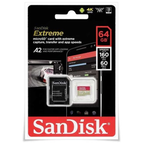 SanDisk microSDXC V30 A2 64GB Extreme 160MB SDSQXA2-064G-GN6MA